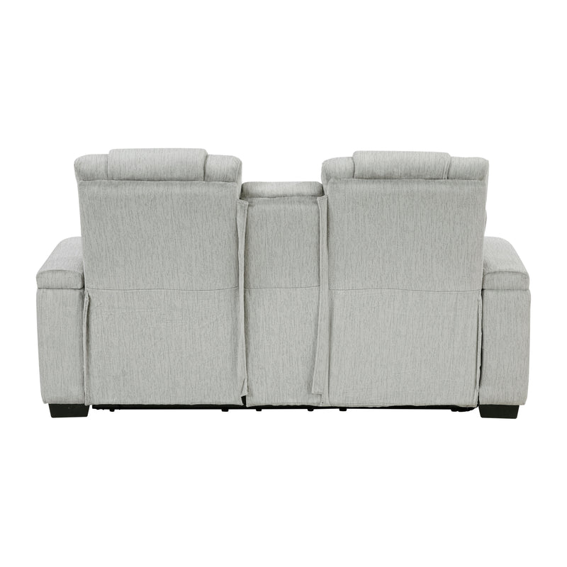 Ronan - Double Reclining Love Seat with Center Console, Wireless Speakers, Storage Arms, Cup holders and LED