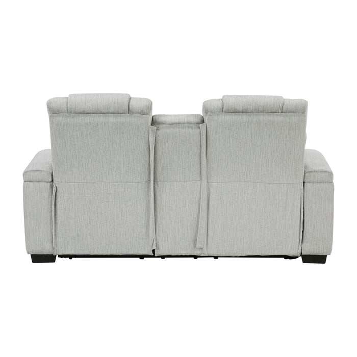 Ronan - Double Reclining Love Seat with Center Console, Wireless Speakers, Storage Arms, Cup holders and LED