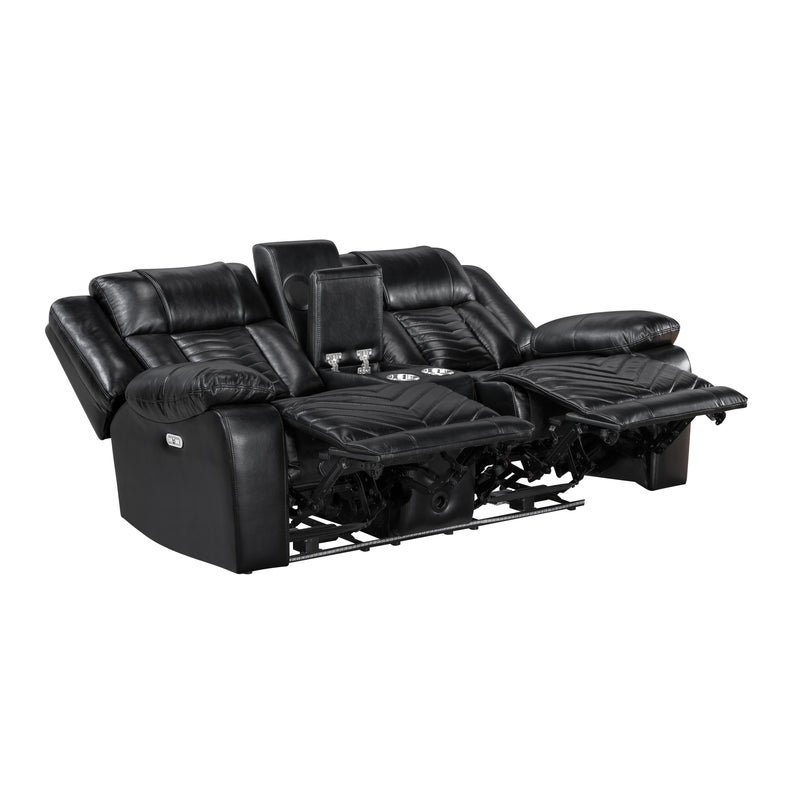 Huron - Power Double Reclining Love Seat with Center Console, Wireless Speakers, LED and Charging Ports