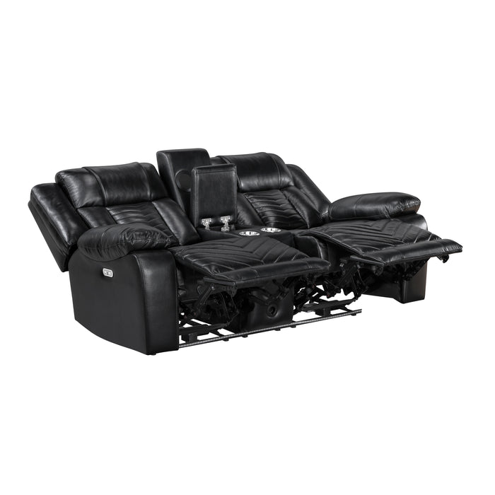 Huron - Power Double Reclining Love Seat with Center Console, Wireless Speakers, LED and Charging Ports
