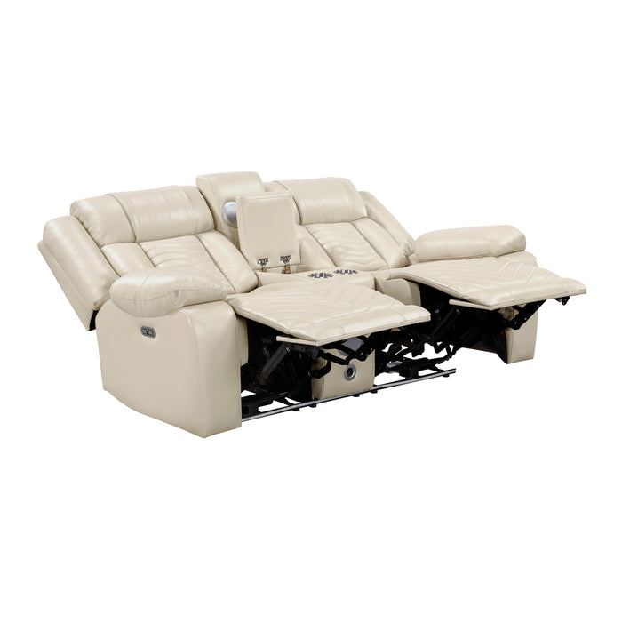 Huron - Power Double Reclining Love Seat with Center Console, Wireless Speakers, LED and Charging Ports