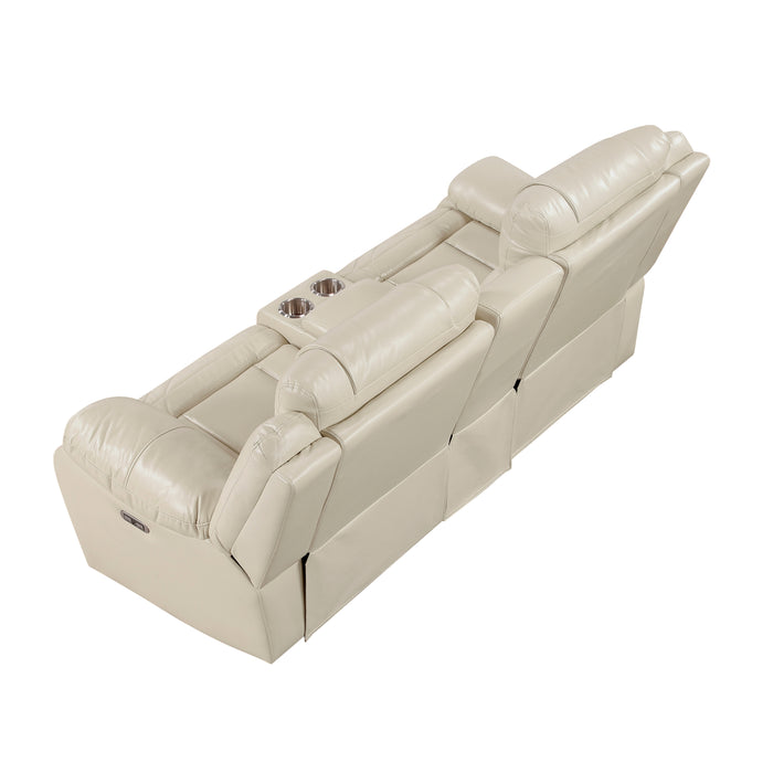 Huron - Power Double Reclining Love Seat with Center Console, Wireless Speakers, LED and Charging Ports