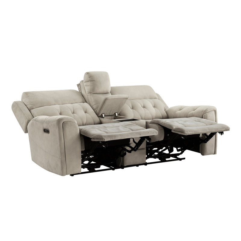 Celeste - Power Double Reclining Love Seat with Center Console, Power Headrests, Hidden Arms Cup Holders, Charging Ports and Wireless Charger