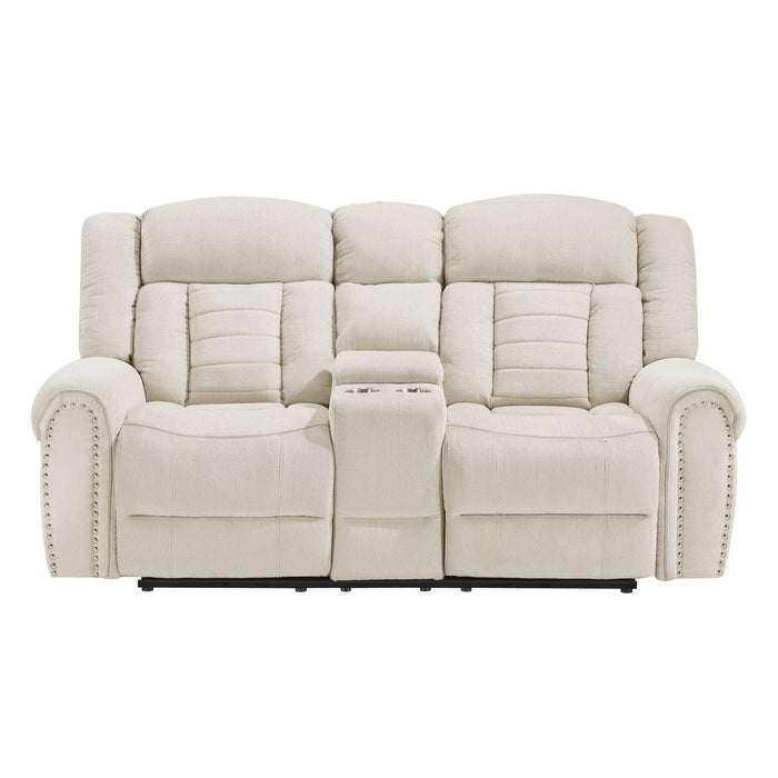Nutmeg - Double Reclining Love Seat with Center Console