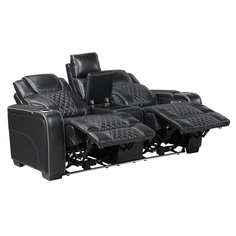 Apex - Power Double Reclining Love Seat with Center Console, Power Headrests, Storage Arms with Cup Holders, Wireless charger,  Air Massage and Heat, LED Lighting and Charging Ports
