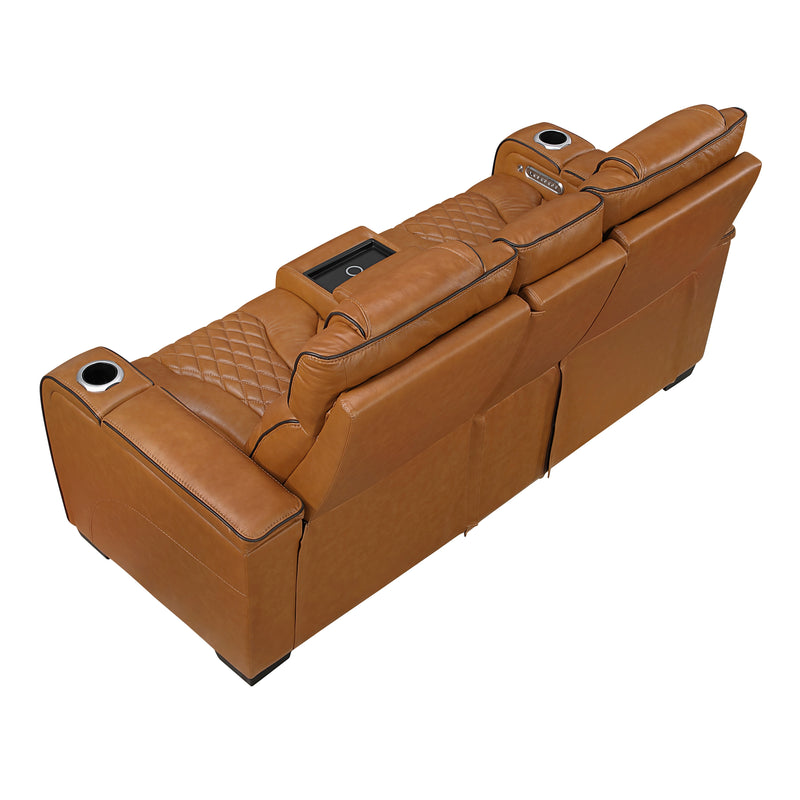 Apex - Power Double Reclining Love Seat with Center Console, Power Headrests, Storage Arms with Cup Holders, Wireless charger,  Air Massage and Heat, LED Lighting and Charging Ports