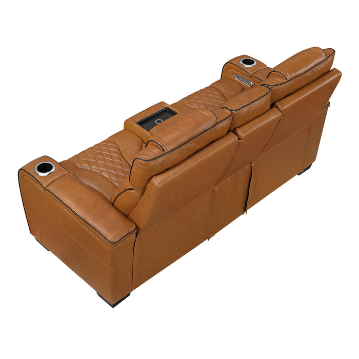 Apex - Power Double Reclining Love Seat with Center Console, Power Headrests, Storage Arms with Cup Holders, Wireless charger,  Air Massage and Heat, LED Lighting and Charging Ports