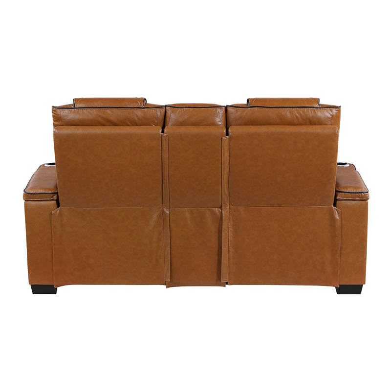 Apex - Power Double Reclining Love Seat with Center Console, Power Headrests, Storage Arms with Cup Holders, Wireless charger,  Air Massage and Heat, LED Lighting and Charging Ports