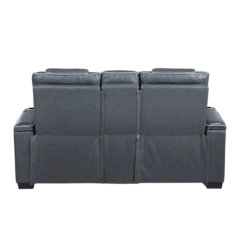 Apex - Power Double Reclining Love Seat with Center Console, Power Headrests, Storage Arms with Cup Holders, Wireless charger,  Air Massage and Heat, LED Lighting and Charging Ports