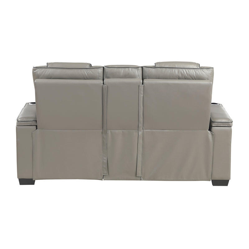 Apex - Power Double Reclining Love Seat with Center Console, Power Headrests, Storage Arms with Cup Holders, Wireless charger,  Air Massage and Heat, LED Lighting and Charging Ports
