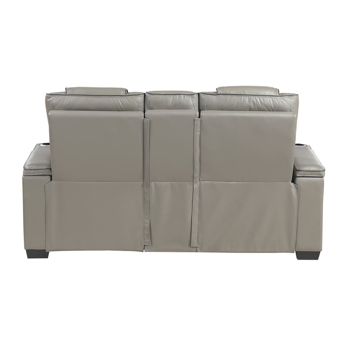 Apex - Power Double Reclining Love Seat with Center Console, Power Headrests, Storage Arms with Cup Holders, Wireless charger,  Air Massage and Heat, LED Lighting and Charging Ports