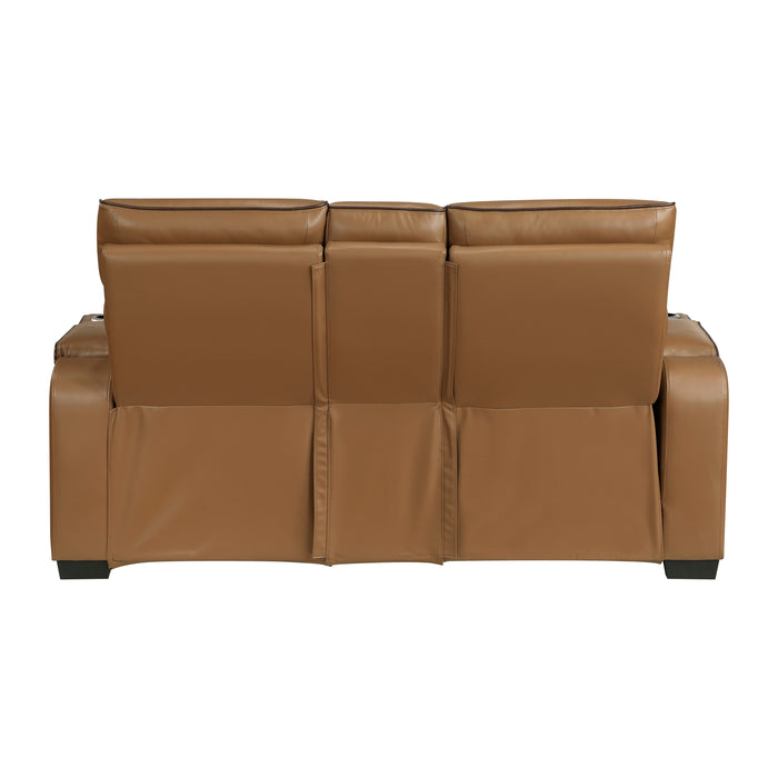 Fairway - Power Double Reclining Love Seat with Center Console, Power Headrests, Storage Arms(Top and Side), Cup holders, Charging Ports and LED lighting