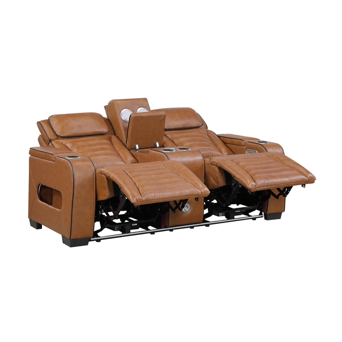 Cyber - Power Double Reclining Love Seat with Center Console, Power Headrests, Storage Arms(Top and Side) ,Cup Holders, Wireless speakers with Sub-Woofer, Air Massage, Heat, LED Lighting and