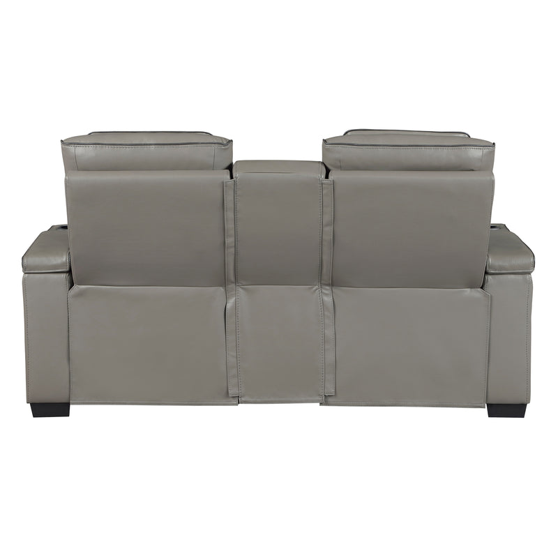 Cyber - Power Double Reclining Love Seat with Center Console, Power Headrests, Storage Arms(Top and Side) ,Cup Holders, Wireless speakers with Sub-Woofer, Air Massage, Heat, LED Lighting and