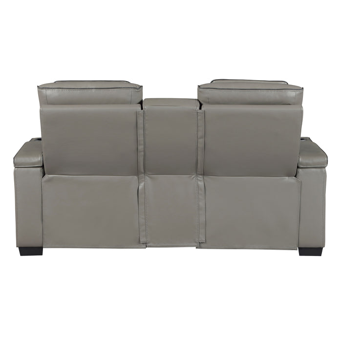 Cyber - Power Double Reclining Love Seat with Center Console, Power Headrests, Storage Arms(Top and Side) ,Cup Holders, Wireless speakers with Sub-Woofer, Air Massage, Heat, LED Lighting and