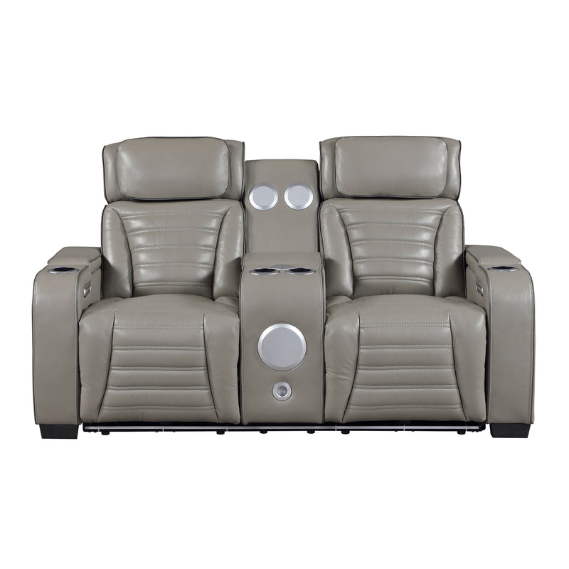 Cyber - Power Double Reclining Love Seat with Center Console, Power Headrests, Storage Arms(Top and Side) ,Cup Holders, Wireless speakers with Sub-Woofer, Air Massage, Heat, LED Lighting and