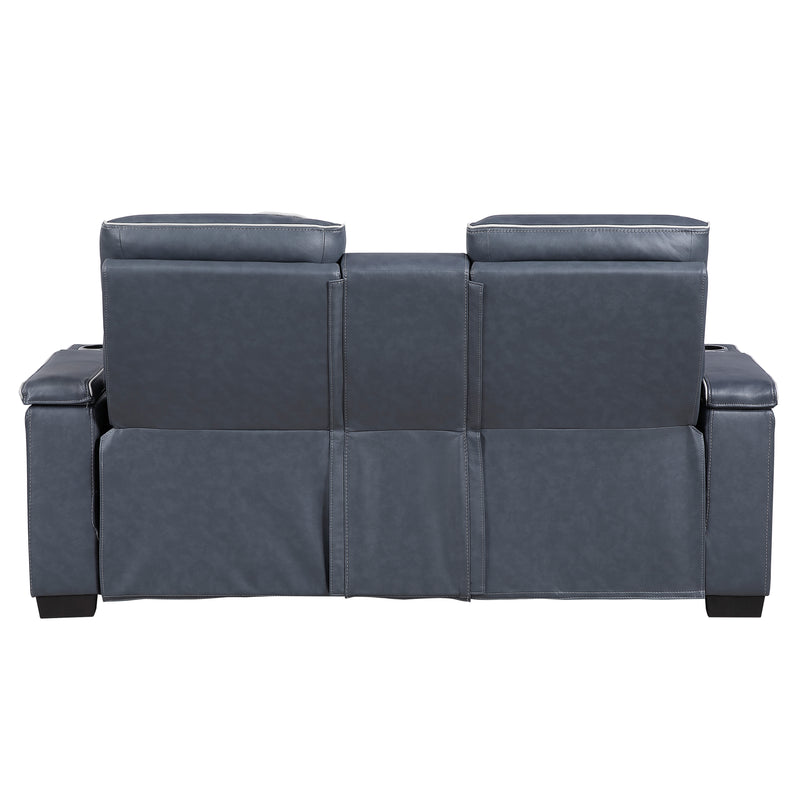 Cyber - Power Double Reclining Love Seat with Center Console, Power Headrests, Storage Arms(Top and Side) ,Cup Holders, Wireless speakers with Sub-Woofer, Air Massage, Heat, LED Lighting and