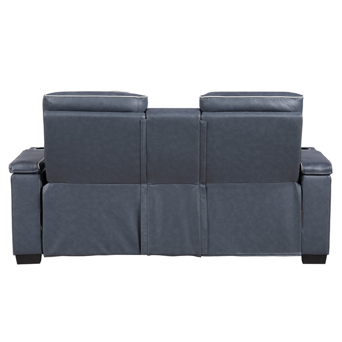 Cyber - Power Double Reclining Love Seat with Center Console, Power Headrests, Storage Arms(Top and Side) ,Cup Holders, Wireless speakers with Sub-Woofer, Air Massage, Heat, LED Lighting and