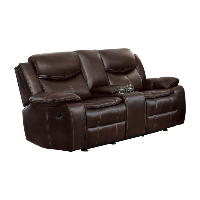 Bastrop - Double Glider Reclining Love Seat with Center Console