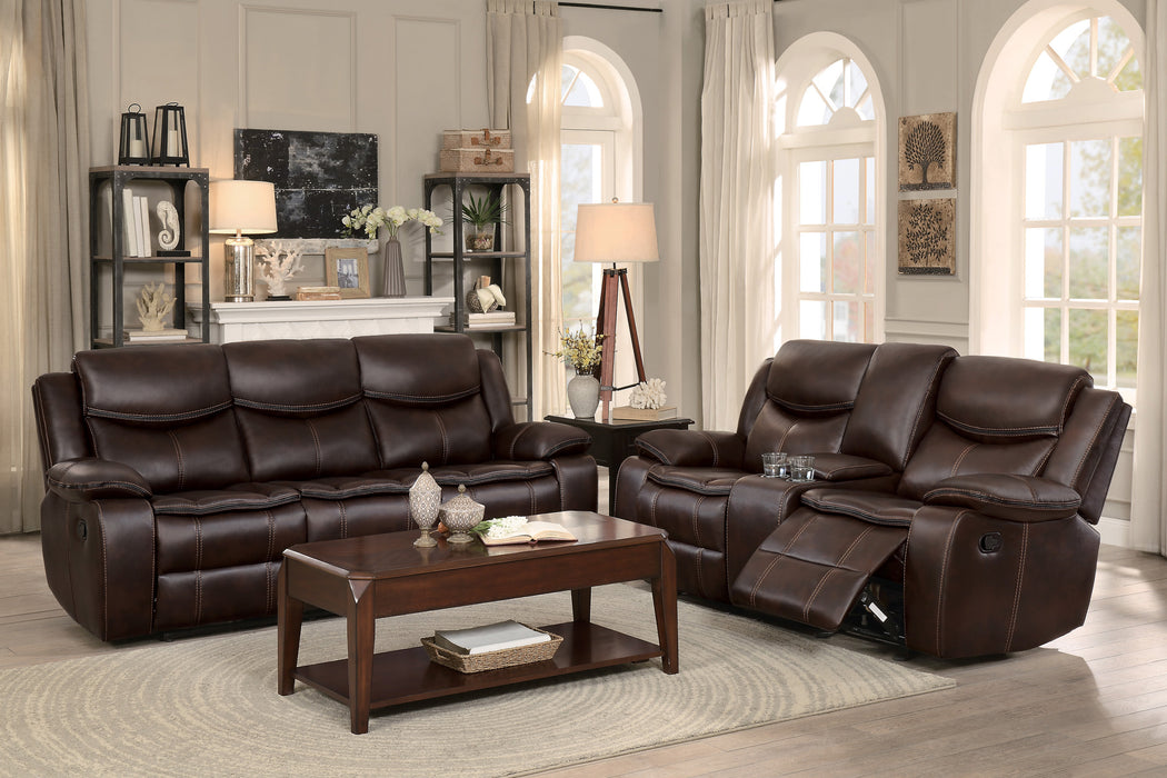 Bastrop - Double Glider Reclining Love Seat with Center Console