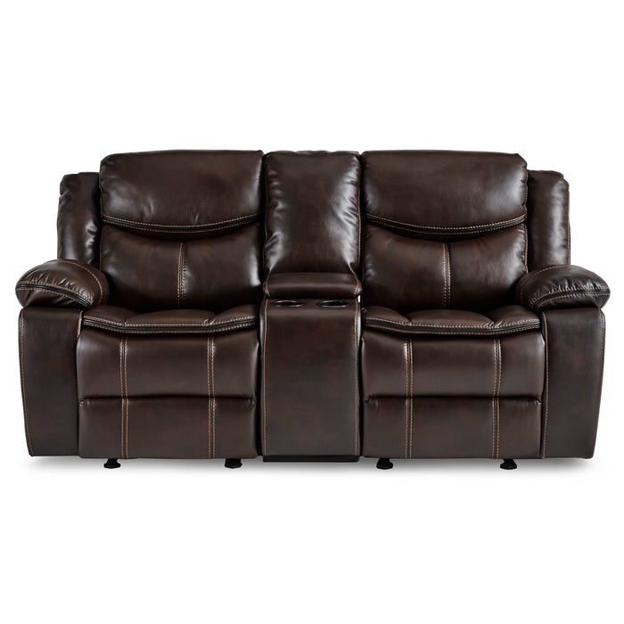 Bastrop - Double Glider Reclining Love Seat with Center Console
