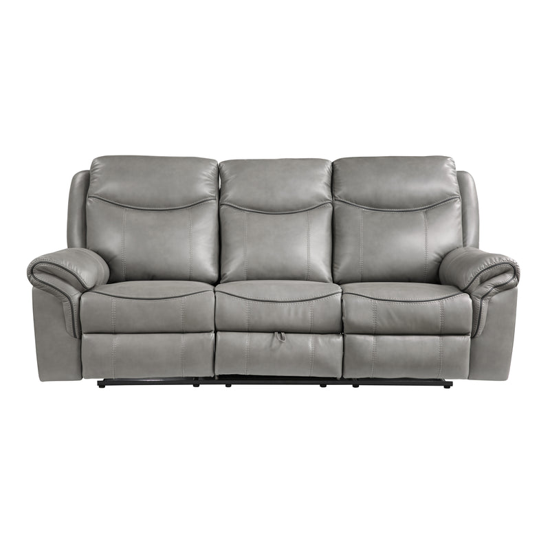 Aram - Double Reclining Sofa with Center Drop-Down Cup Holders, Receptacles, Hidden Drawer and USB Ports