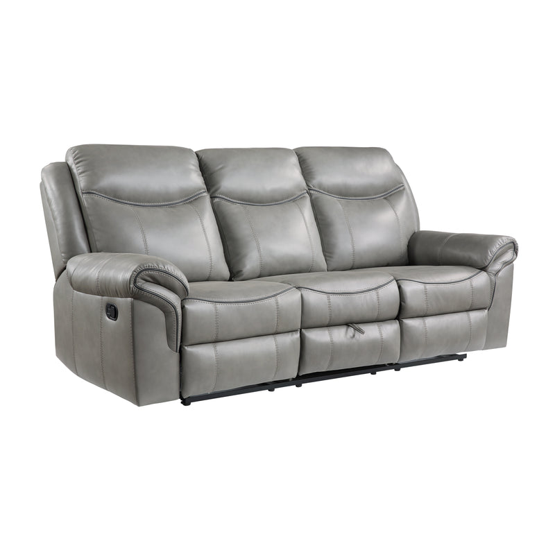 Aram - Double Reclining Sofa with Center Drop-Down Cup Holders, Receptacles, Hidden Drawer and USB Ports