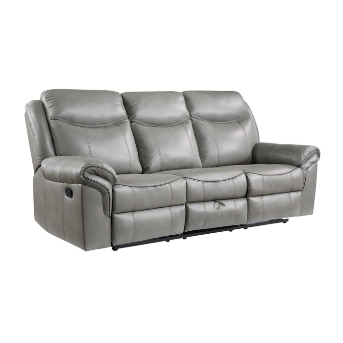 Aram - Double Reclining Sofa with Center Drop-Down Cup Holders, Receptacles, Hidden Drawer and USB Ports