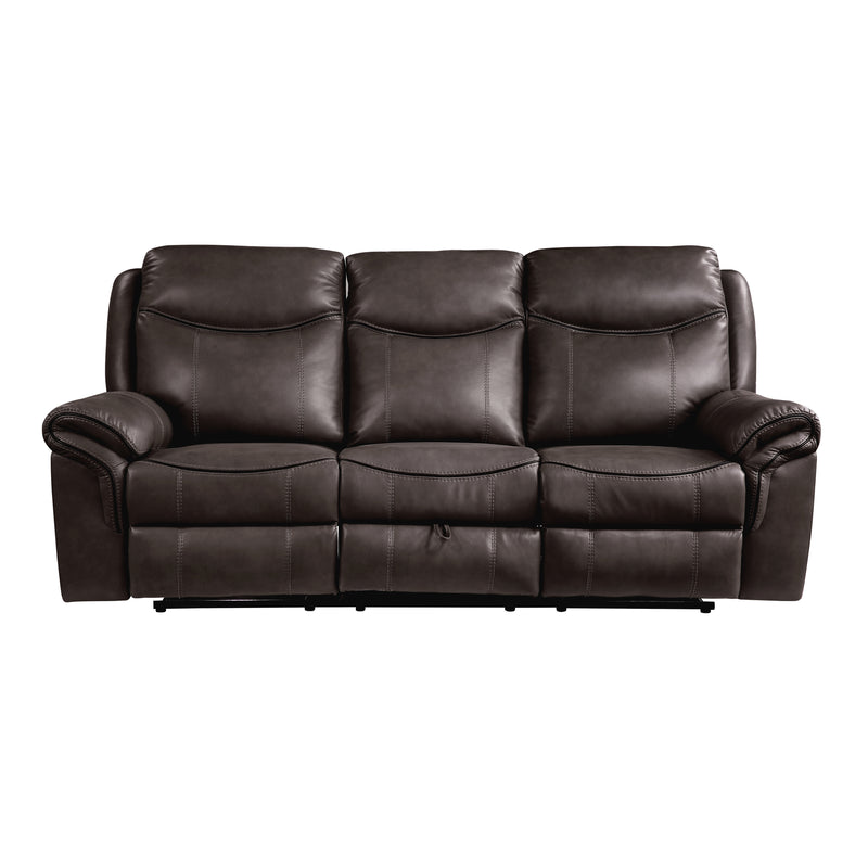 Aram - Double Reclining Sofa with Center Drop-Down Cup Holders, Receptacles, Hidden Drawer and USB Ports