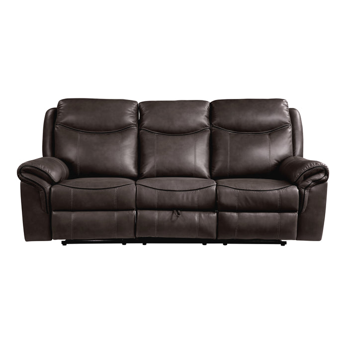 Aram - Double Reclining Sofa with Center Drop-Down Cup Holders, Receptacles, Hidden Drawer and USB Ports