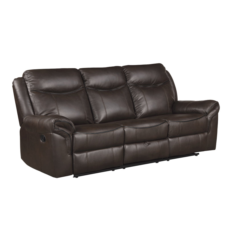 Aram - Double Reclining Sofa with Center Drop-Down Cup Holders, Receptacles, Hidden Drawer and USB Ports