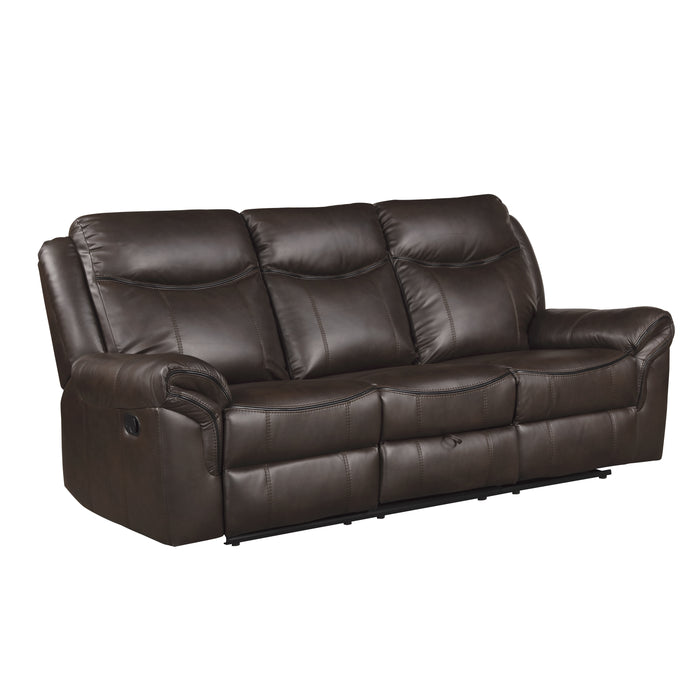 Aram - Double Reclining Sofa with Center Drop-Down Cup Holders, Receptacles, Hidden Drawer and USB Ports