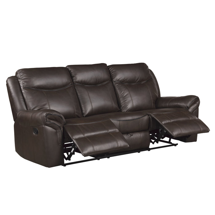 Aram - Double Reclining Sofa with Center Drop-Down Cup Holders, Receptacles, Hidden Drawer and USB Ports