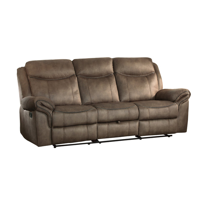 Aram - Double Reclining Sofa with Center Drop-Down Cup Holders, Receptacles, Hidden Drawer and USB Ports