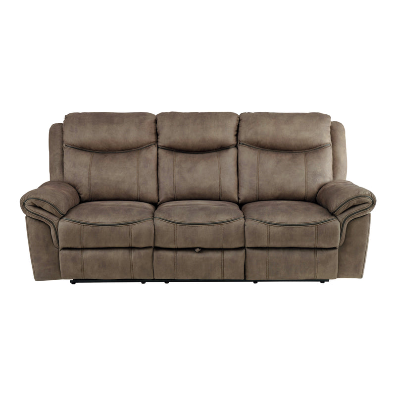 Aram - Double Reclining Sofa with Center Drop-Down Cup Holders, Receptacles, Hidden Drawer and USB Ports
