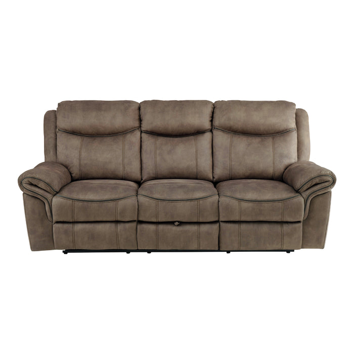 Aram - Double Reclining Sofa with Center Drop-Down Cup Holders, Receptacles, Hidden Drawer and USB Ports