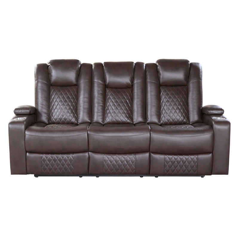 Caelan - Power Double Reclining Sofa with Center Drop-Down Cup Holders, Power Headrests, Storage Arms, Cup holders and Reading Lights