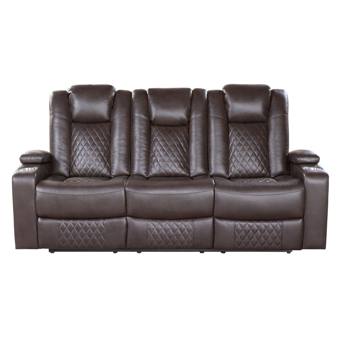 Caelan - Power Double Reclining Sofa with Center Drop-Down Cup Holders, Power Headrests, Storage Arms, Cup holders and Reading Lights