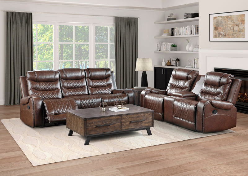 Putnam - Double Reclining Sofa with Center Drop-Down Cup Holders, Receptacles and USB Ports
