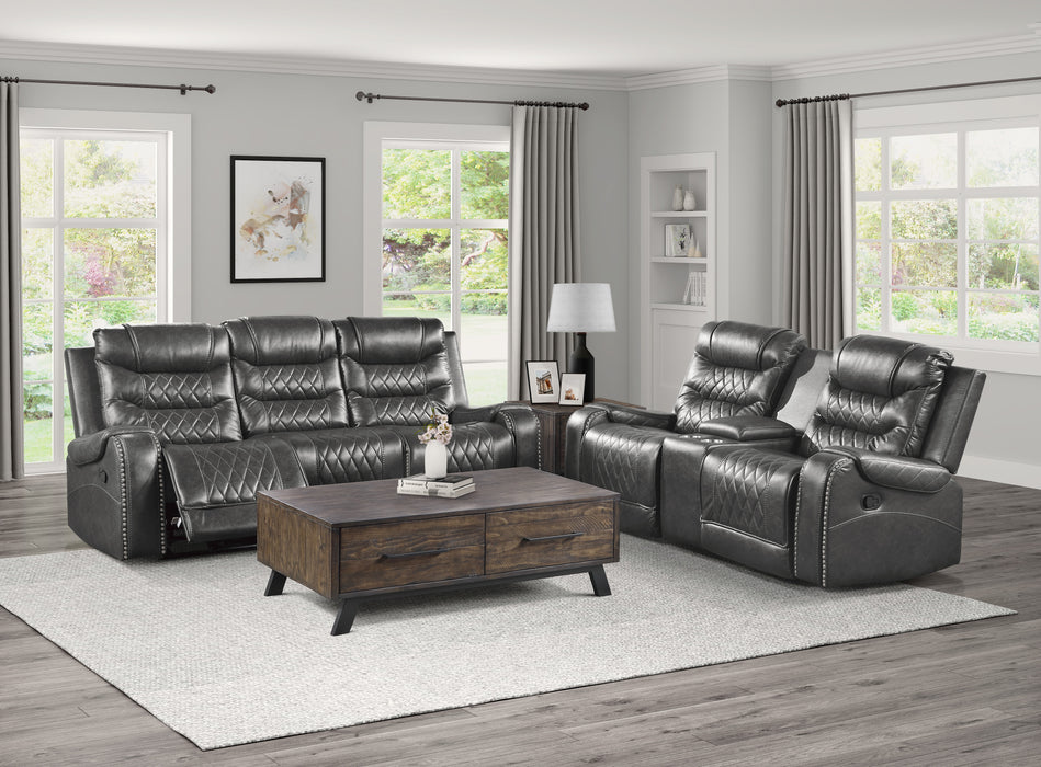 Putnam - Double Reclining Sofa with Center Drop-Down Cup Holders, Receptacles and USB Ports