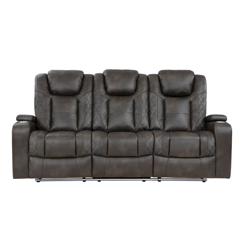 Tabor - Power Double Reclining Sofa with Center Drop-Down Cup Holders, Power Headrests, Storage Arms and Cup holders