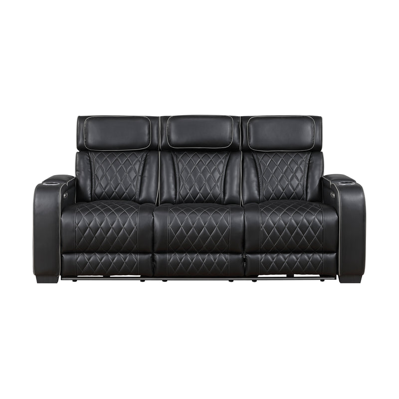 Fairway - Power Double Reclining Sofa with Center Drop-Down Cup Holders, Power Headrests, Storage Arms(Top and Side), Cup holders and Reading Lights, Two Wireless Chargers, Charging Ports and