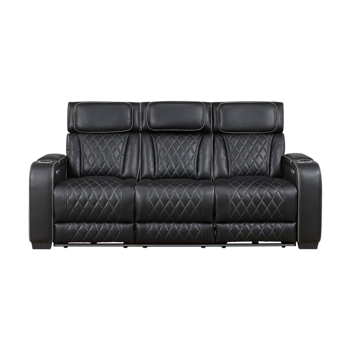 Fairway - Power Double Reclining Sofa with Center Drop-Down Cup Holders, Power Headrests, Storage Arms(Top and Side), Cup holders and Reading Lights, Two Wireless Chargers, Charging Ports and
