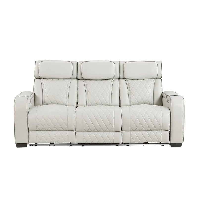 Fairway - Power Double Reclining Sofa with Center Drop-Down Cup Holders, Power Headrests, Storage Arms(Top and Side), Cup holders and Reading Lights, Two Wireless Chargers, Charging Ports and