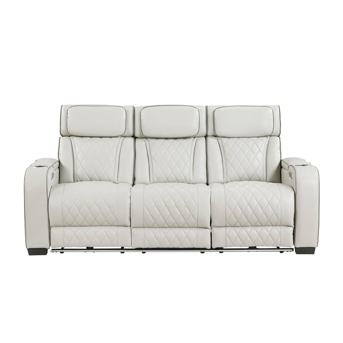 Fairway - Power Double Reclining Sofa with Center Drop-Down Cup Holders, Power Headrests, Storage Arms(Top and Side), Cup holders and Reading Lights, Two Wireless Chargers, Charging Ports and