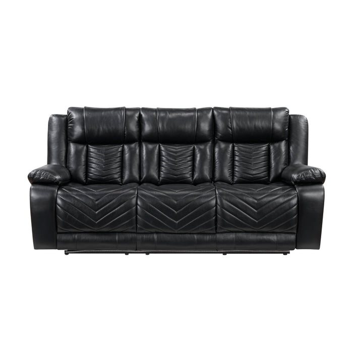 Huron - Power Double Reclining Sofa with Center Drop-Down Cup Holders, Wireless Charger, Magazine Bag, LED and Charging Ports