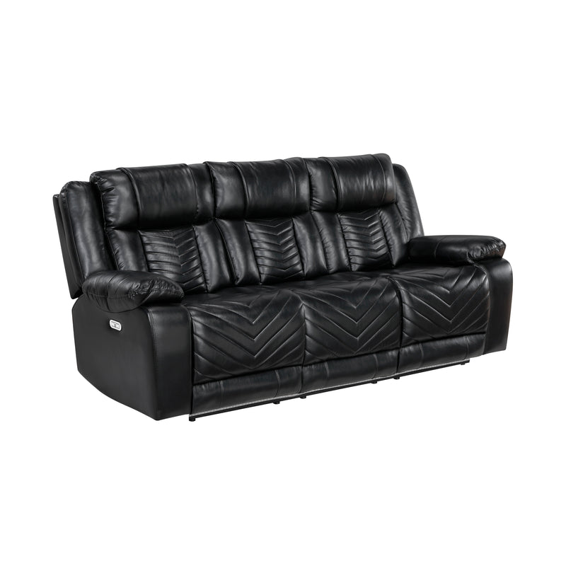 Huron - Power Double Reclining Sofa with Center Drop-Down Cup Holders, Wireless Charger, Magazine Bag, LED and Charging Ports