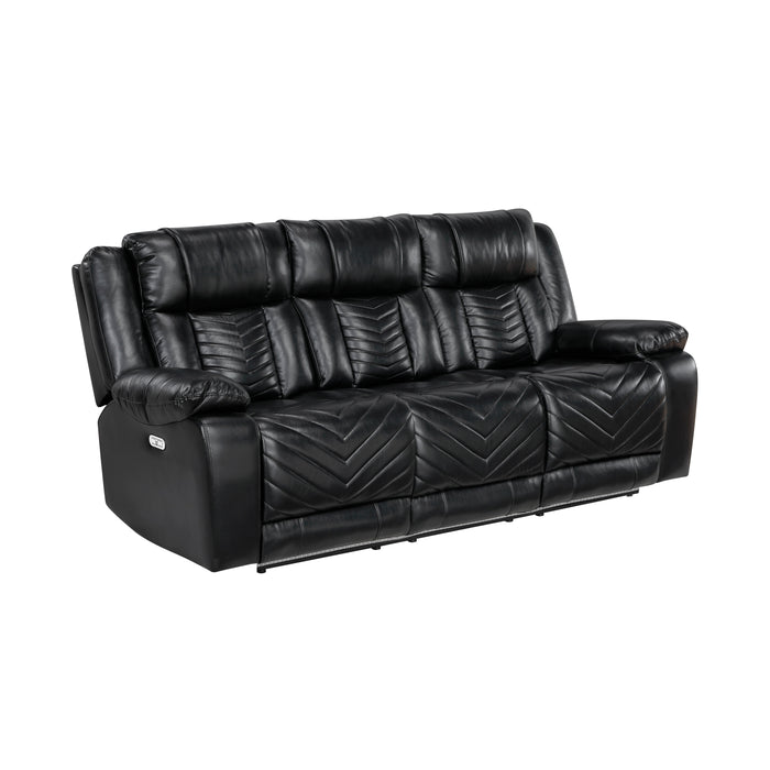 Huron - Power Double Reclining Sofa with Center Drop-Down Cup Holders, Wireless Charger, Magazine Bag, LED and Charging Ports
