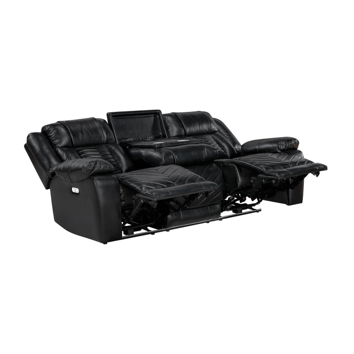 Huron - Power Double Reclining Sofa with Center Drop-Down Cup Holders, Wireless Charger, Magazine Bag, LED and Charging Ports