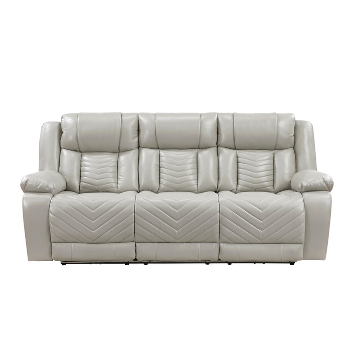 Huron - Power Double Reclining Sofa with Center Drop-Down Cup Holders, Wireless Charger, Magazine Bag, LED and Charging Ports